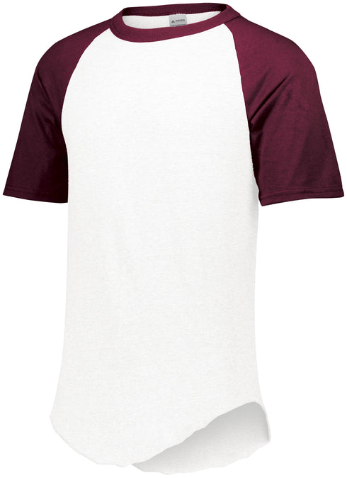Augusta Sportswear Youth Short Sleeve Baseball Jersey (424), Color 'White/Maroon'